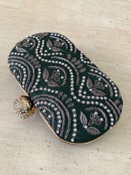 Emerald Handcrafted Oval Clutch Bag, 3 of 5