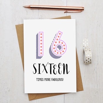 16th Birthday Card By Papergravy | notonthehighstreet.com