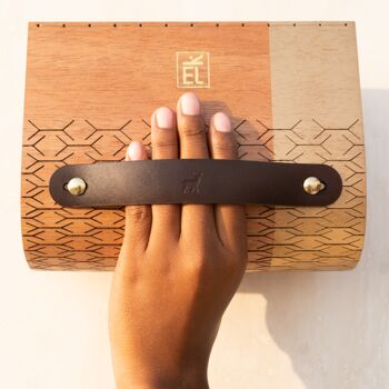 Mahogany Hardwood And Leather Clutch Bag, 3 of 9