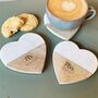 Two Personalised Heart Shaped Coasters With Date, thumbnail 1 of 2