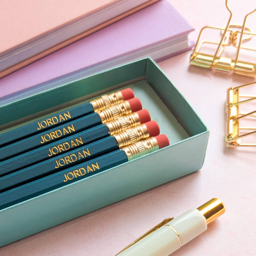 Teal Personalised Pencil Gift Set, 1 of 1