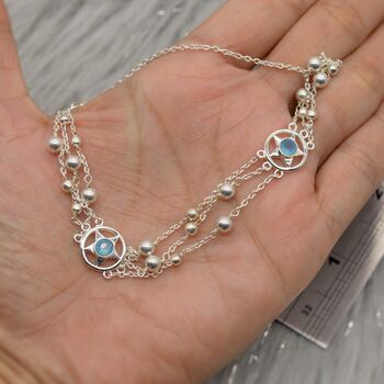 Aqua Chalcedony / Opal Sterling Silver Bracelet, 6 of 12