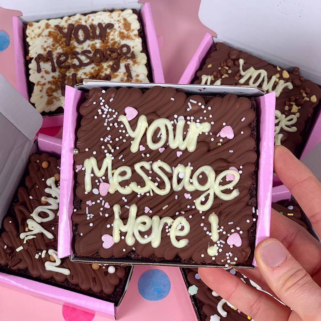 Mini personalised brownie slab by ruby the cake artist