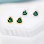 Tiny Emerald Green Cz Heart Stud Earrings, thumbnail 4 of 12