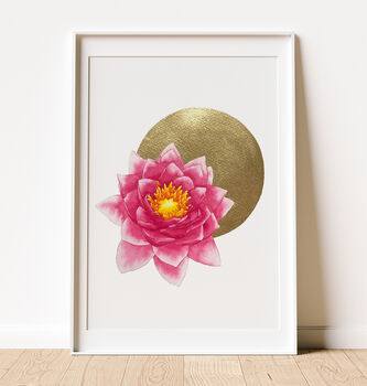 Water Lily Gold Leaf Limited Edition Print Unframed, 2 of 5