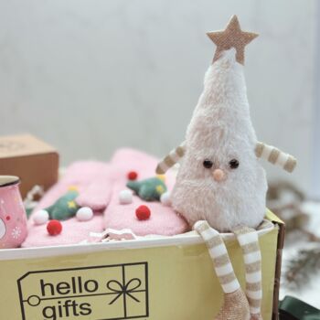 Christmas Eve Gift Box For Kids – Pink Mug, Cosy Gloves, Toy And Chocolate Treat, 4 of 12