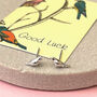 Sterling Silver Good Luck Robin Bird Earrings, thumbnail 1 of 12
