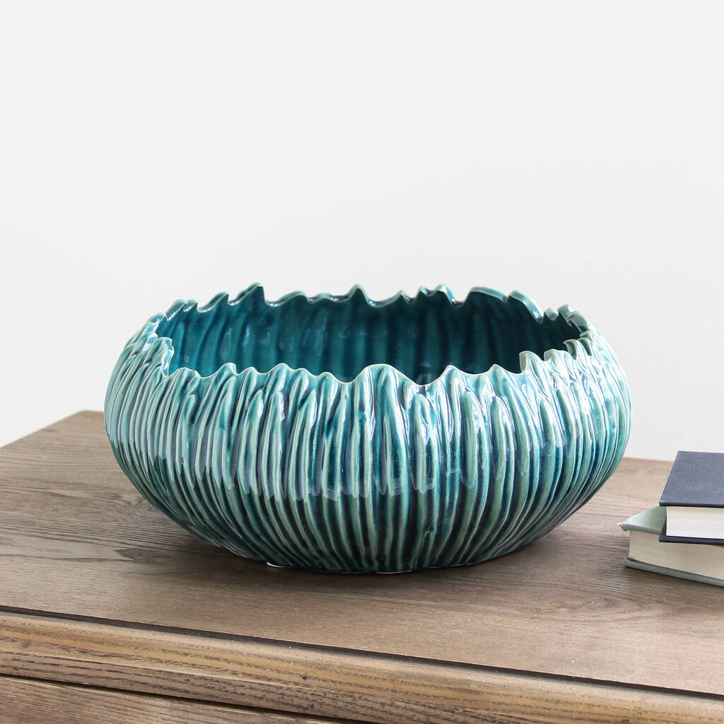 Teal Textured Decorative Bowl By Marquis & Dawe | notonthehighstreet.com