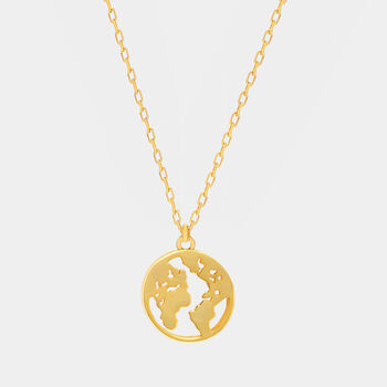 World Coin Pendant Necklace For Her 18ct Gold Plated, 2 of 6