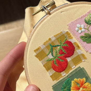 Tomatoes Gingham Embroidered Framed Keepsake, 3 of 7