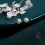 Opal Cz Halo Stud Earrings Sterling Silver, thumbnail 6 of 12