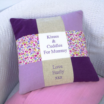 Kisses And Cuddles For Mummy Cushion, 2 of 3