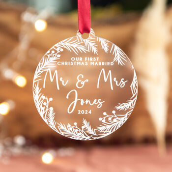 Custom Mr And Mrs First Christmas Bauble Keepsake, 3 of 5