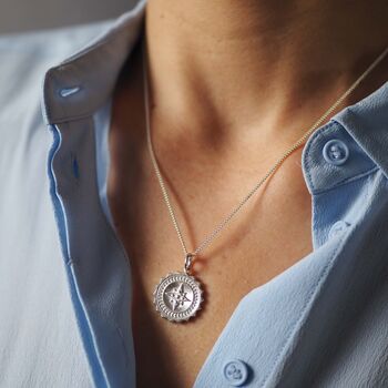 Compass Grande Necklace In Silver Or Gold, 5 of 9