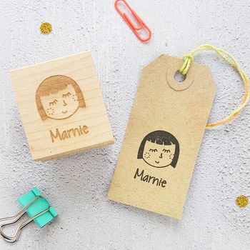 Personalised Woman Girl Character Rubber Stamp, 5 of 5
