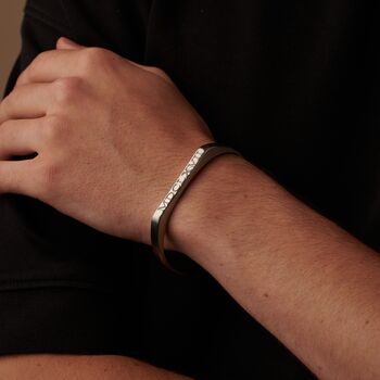 Silver Open Cuff Bangle, Engraved Bracelets For Men And Women, 2 of 10