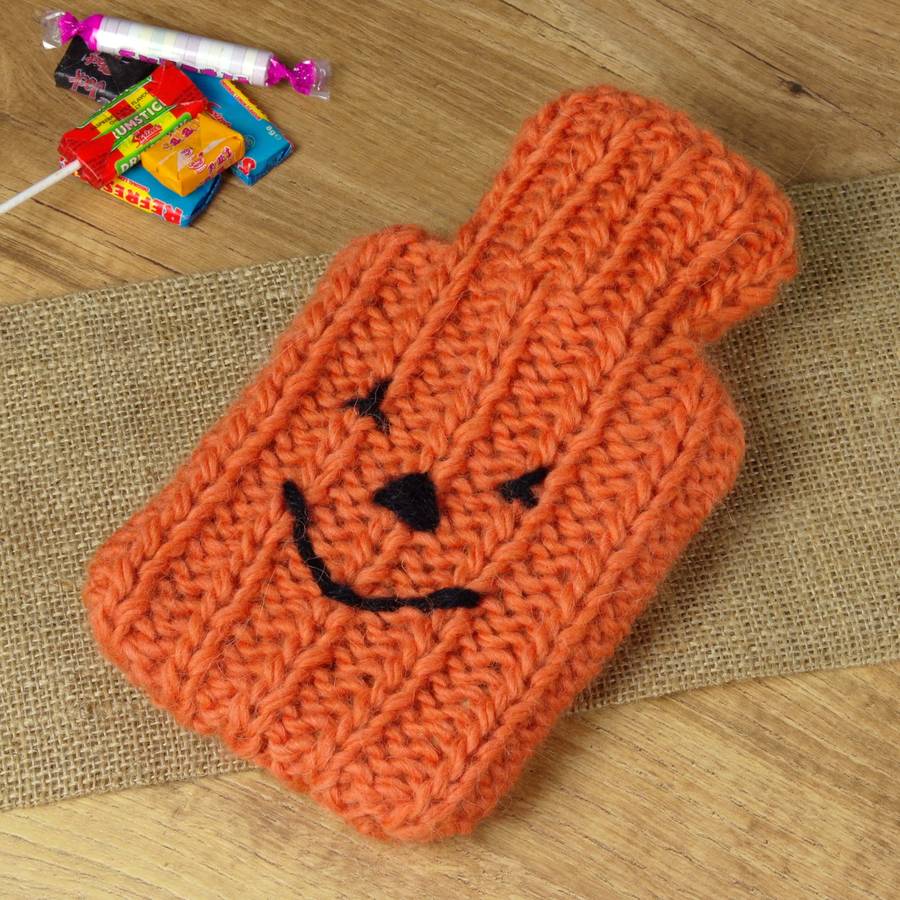 Pumpkin Mini Hot Water Bottle And Cover, 1 of 3