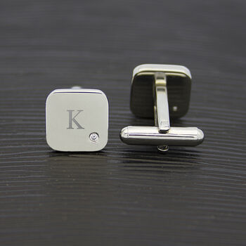 Personalised Men's Square Cufflink With Crystal, 7 of 7