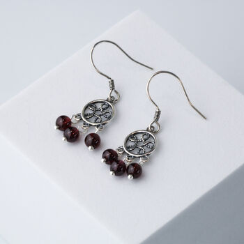 Sterling Silver Beaded Dreamcatcher Dangle Earrings, 3 of 5