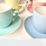 Four X Set Of Cups And Saucers Pastel Colours, thumbnail 2 of 4