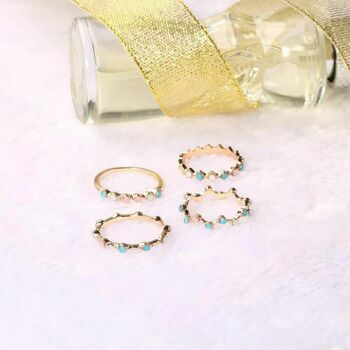 Four Piece Bohemian Slim Gold Plated Stackable Ring Set, 4 of 6