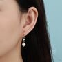 Genuine Freshwater Double Pearl Drop Hook Earrings, thumbnail 5 of 9