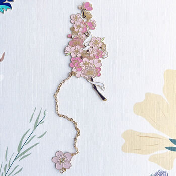 Cherry Blossom Enamelled Bookmark Engraved With Initial, 3 of 7