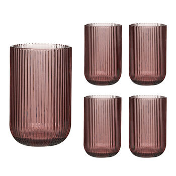 Palermo Set Of Four Amethyst Ribbed Highball Tumblers, 2 of 5