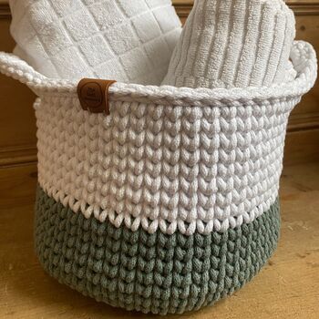 Two Tone Crochet Storage Basket, 4 of 8