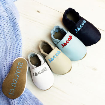 Personalised Leather Baby Shoes, 5 of 12