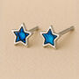 Mini Sterling Silver Blue Paua Shell Star Stud Earrings, thumbnail 3 of 6