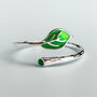 Sterling Silver Green Leaf Adjustable Ring, thumbnail 1 of 5