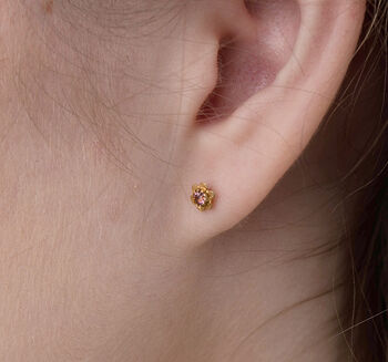 Tourmaline Flower Stud Earrings In 925 Sterling Silver, 8 of 9