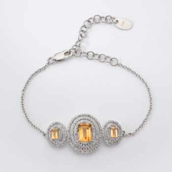 Citrine 925 Sterling Silver Statement Bracelet, 2 of 3
