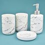 Four Pieces Cream And Silver Marble Bathroom Accessory, thumbnail 1 of 7
