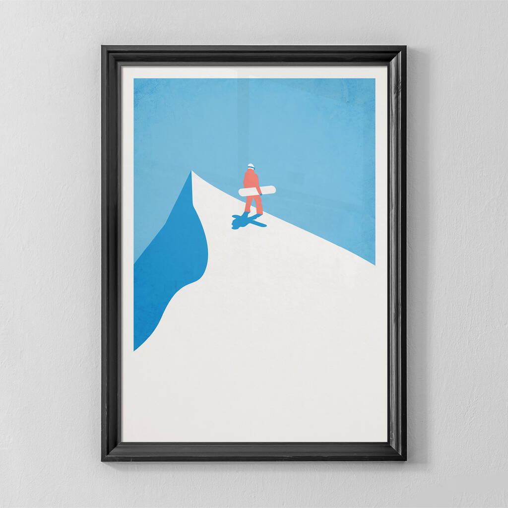 Minimal Custom Snowboard Poster By Rocket Jack