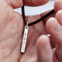 Personalised Men's Silver Bar Necklace On Leather Cord, thumbnail 2 of 5