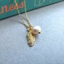 Pearl Necklace Leafe Pendant Sterling Silver 18k Gold, thumbnail 1 of 5