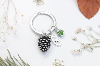 Personalised Pine Cone Keyring, Nature Lover Gift, 2 of 7