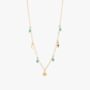Waterproof Gold Plated Necklace With Charms And Turquoise Colour Stones, thumbnail 2 of 3