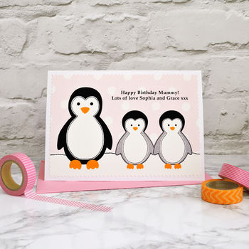 'Penguins' Personalised Birthday Card From Children, 3 of 3