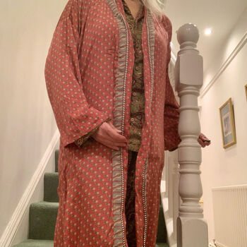 Upcycled Indian Silk Dressing Gown Dusty Pink, 2 of 2
