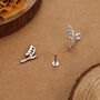 Sterling Silver Lily Of The Valley 16 G Flat Back Labret Earrings, thumbnail 4 of 12