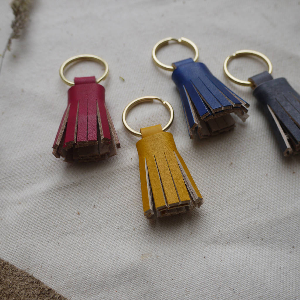 small leather tassel keyring by tori lo designs