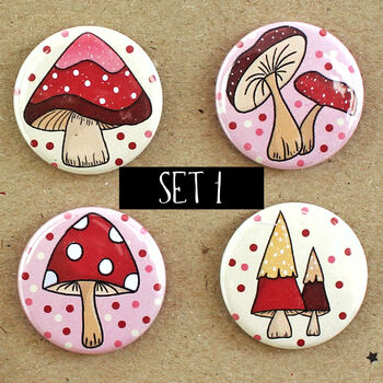 Fairytale Magical Mushroom Badges, Pack Of Four, 2 of 10