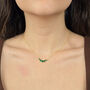 Graduated Round Emerald Stones Gold Plated Necklace, thumbnail 2 of 4