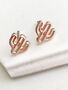 Rose Gold Plated Cactus Stud Earrings, thumbnail 1 of 3