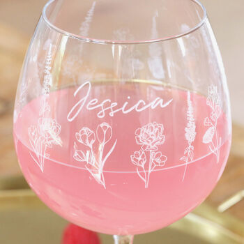 Personalised Engraved Wildflower Balloon Gin Glass, 2 of 3
