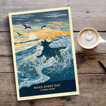 Labrador On A Seaside Shoreline Sunrise. A Limited Edition Dog Gift Print, 7 of 12