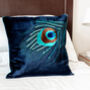 Velvet Peacock Cushion, thumbnail 1 of 3